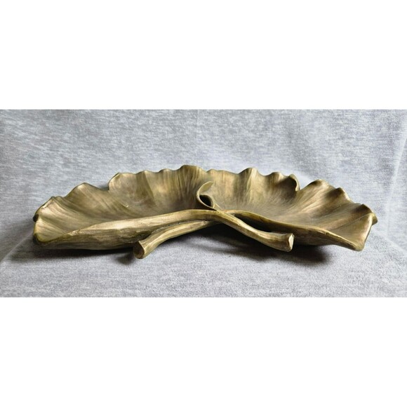 Pier 1 Decorative Tray/Bowl Ginkgo Biloba Leaves Living Room Entry Table 16 x 10 - Picture 3 of 11